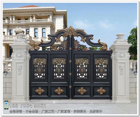 铝艺大门图片 湛新的别墅大门效果图