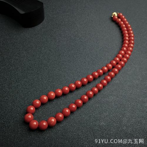 8mm14k金扣沙丁朱红珊瑚项链价格_图片_货号hy167022-九玉网