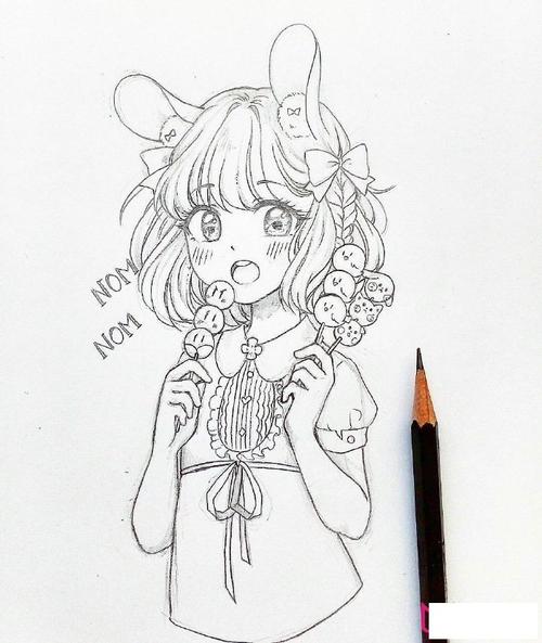 漂亮的卡通人物简笔画大全,元气少女