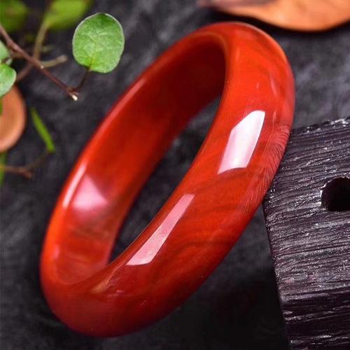 纯天然南红手镯玛瑙原石柿子红满色满肉正品男女款保山料手串配饰