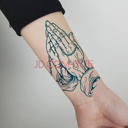 防水纹身贴祈祷之手图案佛手男女仿真贴纸胸前 大臂小
