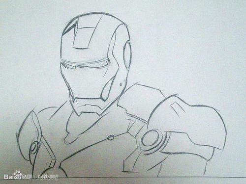 钢铁侠简笔画马克铅笔画