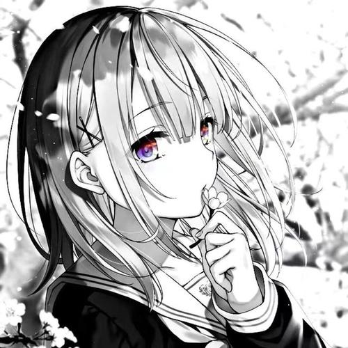 暗黑风格黑白女生动漫头像