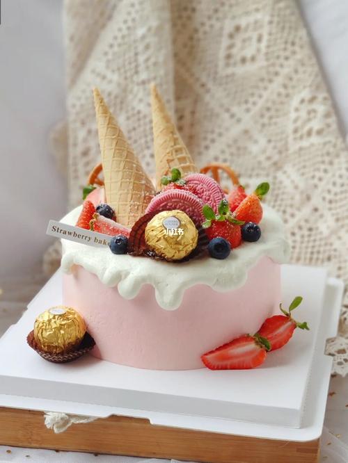 甜筒#水果蛋糕#草莓蛋糕_草莓蛋糕_水果蛋糕_甜筒_美食_美食展示_创意