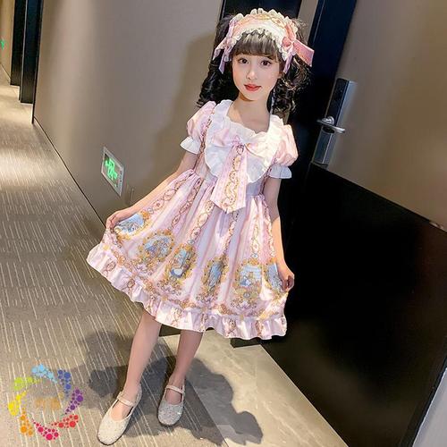 吖音洛丽塔连衣裙女童洋气裙子2020新款时髦公主裙儿童中大童可爱裙装