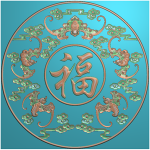环形五5只蝙蝠祥云圆形福字精雕图jdp浮雕图521软件图