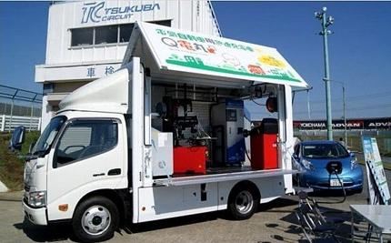 种是配备了柴油发电机,锂离子蓄电池及快速充电器装置的的移动充电车