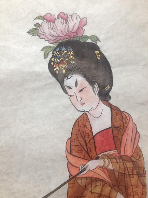 簪花仕女图临摹