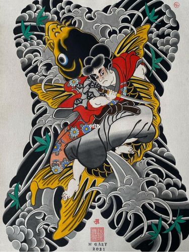 ins日式传统纹身手稿分享#鬼若丸#云龙九郎_纹身_instagram_80md脏辫