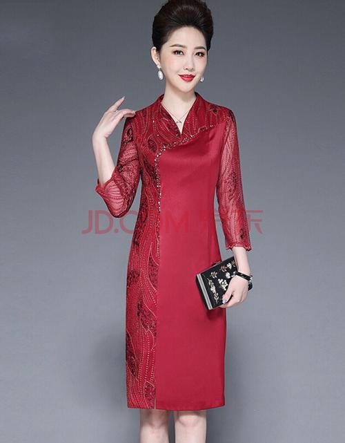 喜婆婆婚宴时尚礼服儿子结婚妈妈穿的喜庆衣服短袖嫁女儿洋气高贵