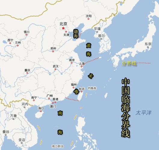 中国临海分界线示意图