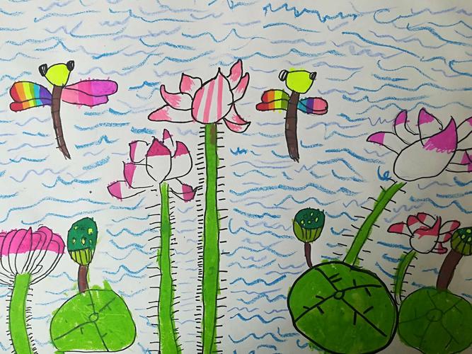 儿童画班创意美术作品《夏天的故事》