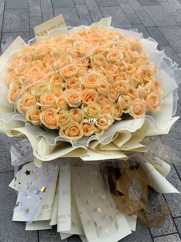 99朵香槟玫瑰花束_香槟_玫瑰花束_花束_高新区攻略_求婚_花艺_香槟