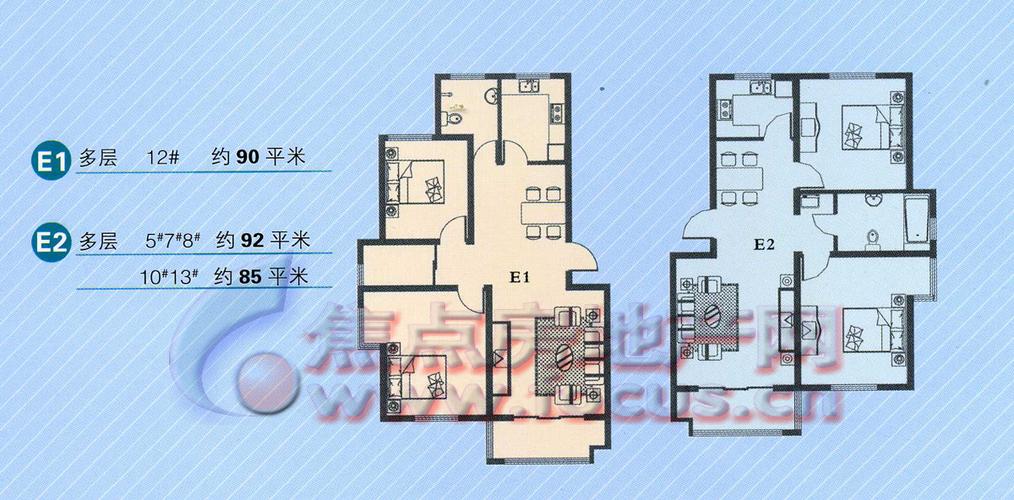 正华水岸新城正华·水岸新城85平米-90平米e12_正华水岸新城户型图