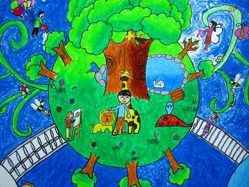 优秀奖水彩画-《绿化生态》