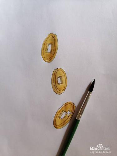怎样画三枚铜钱