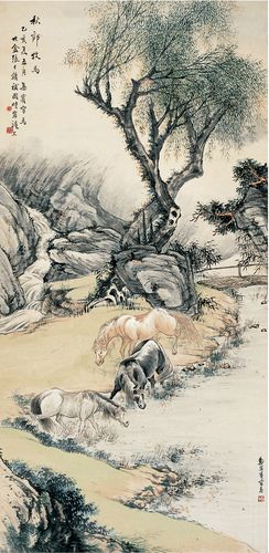 秋郊牧马图-中国书画海上画派作品专场(14春拍)- 西泠印社拍卖有限