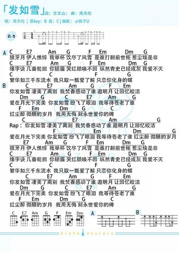 《发如雪》 尤克里里弹唱曲谱