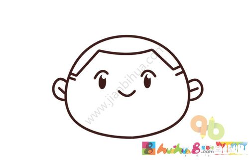 微笑的小男孩简笔画画法