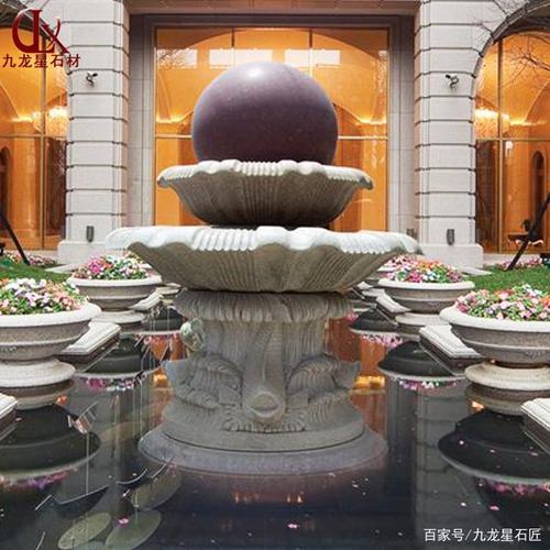 石雕风水球喷泉 广场公司门口风水球效果图