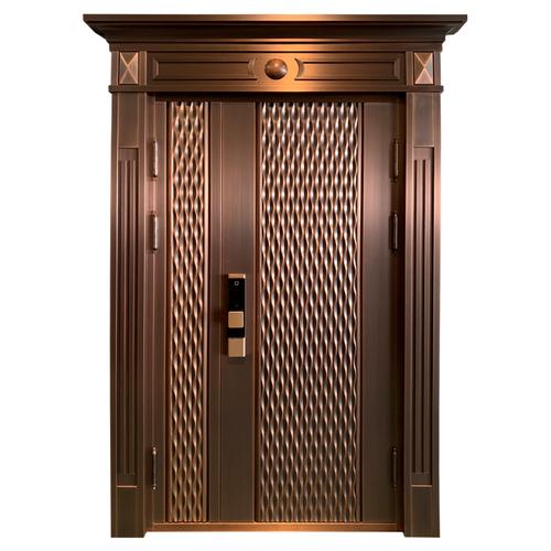 大门飞群铜门进户门纯铜别墅防盗门真铜双开对开进户门