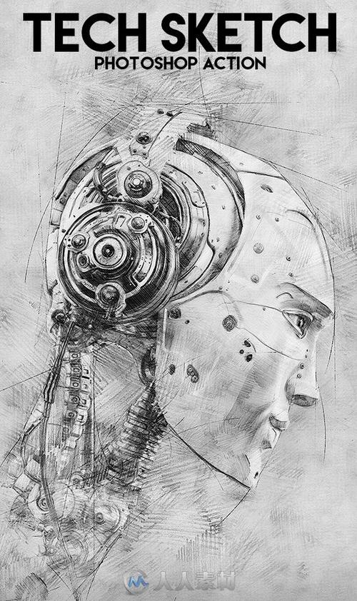 科技感素描手绘特效ps动作16777317techsketchphotoshopaction