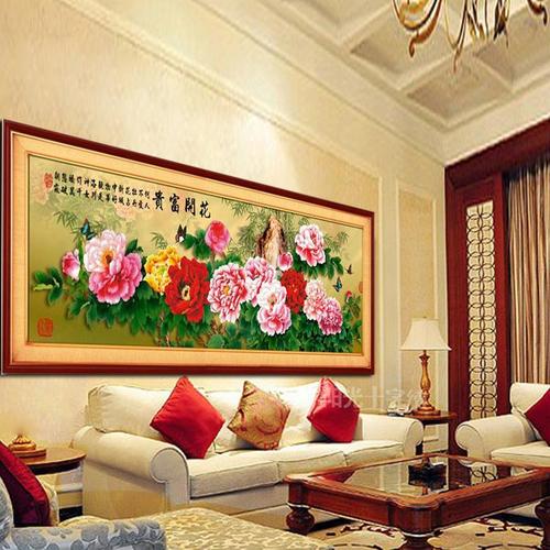 2017年新款纯手工十字绣成品九尺牡丹 国色牡丹 花开富贵2.8米