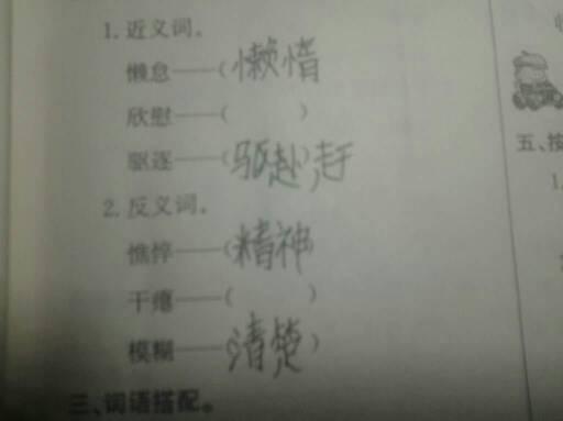 干瘪的反义词和欣慰的近义词