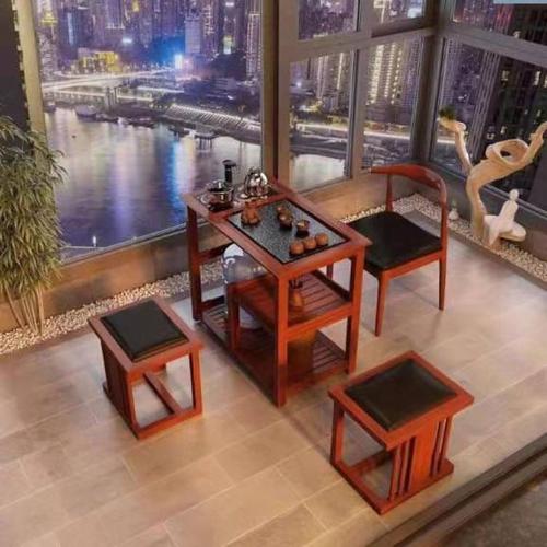 简约可移动茶桌阳台休闲小茶台闪电客铁艺功夫茶桌电磁炉自动上水泡茶