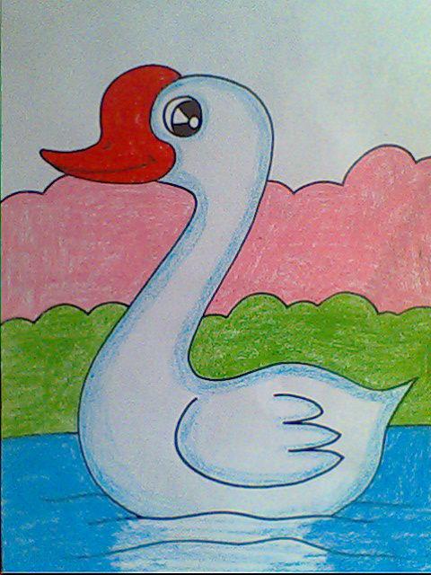儿童绘画作品大白鹅