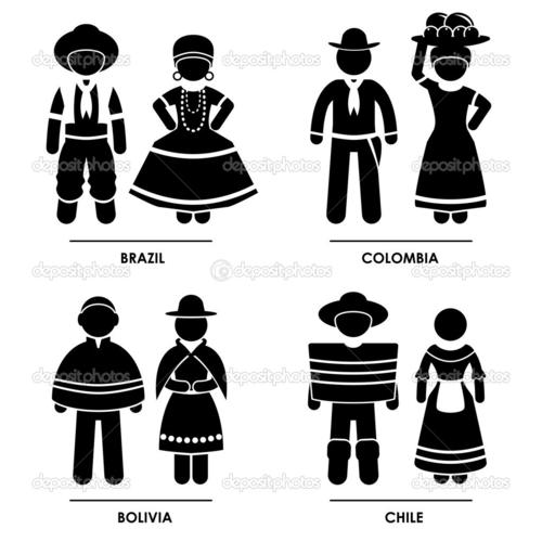 南美洲-巴西哥伦比亚玻利维亚智利男人女人民族传统服装服饰服装图标