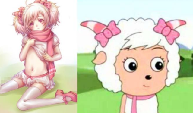 喜羊羊与灰太狼:四个角色"拟人"后,懒羊羊女装大佬