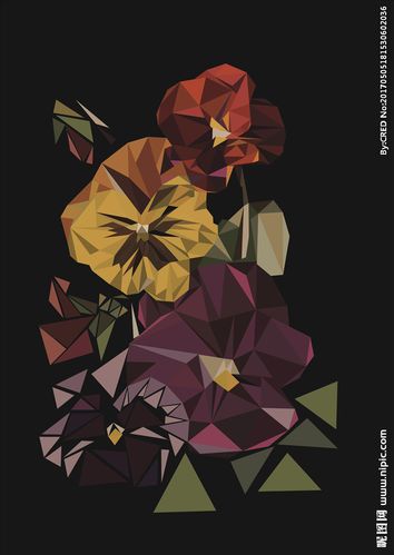 几何碎块拼花朵花卉矢量图图片