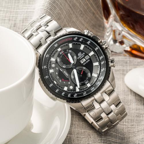 卡西欧男士手表casio三眼防水运动石英表ef558d1a钢带日韩腕表