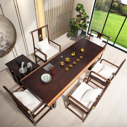 茶桌新中式禅意功夫办公室原木茶台茶几组合现代简约