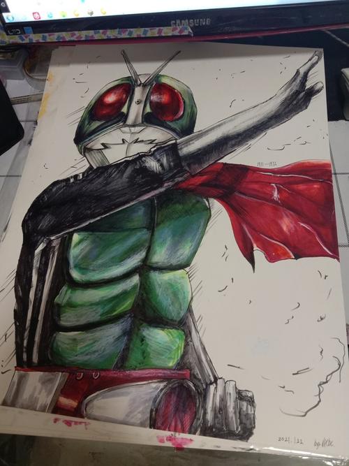 假面骑士一号马克笔绘画过程