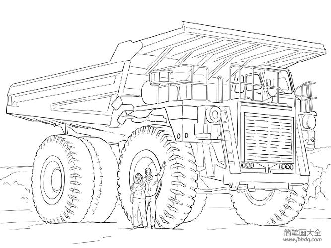 自动倾卸卡车简笔画图片