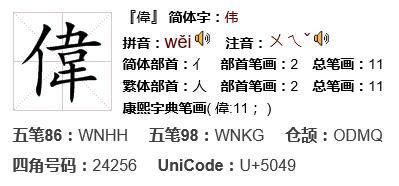 伟繁体字书写顺序