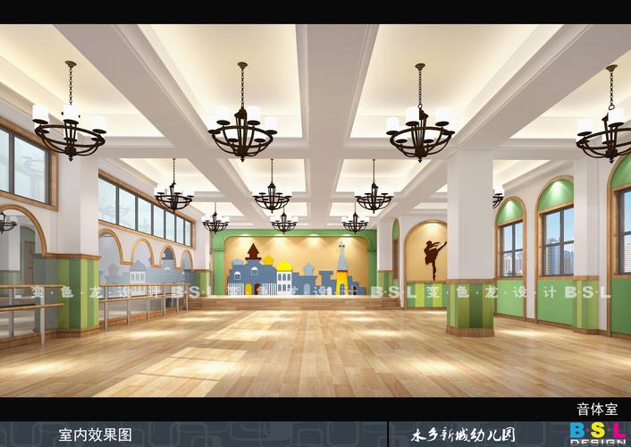 东莞麻涌水乡卓艺新城幼儿园设计的音体室效果图