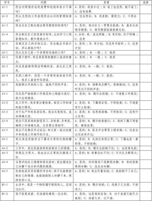 自评表