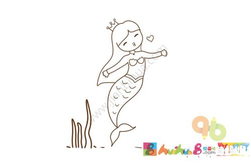 漂亮的美人鱼简笔画步骤图_1
