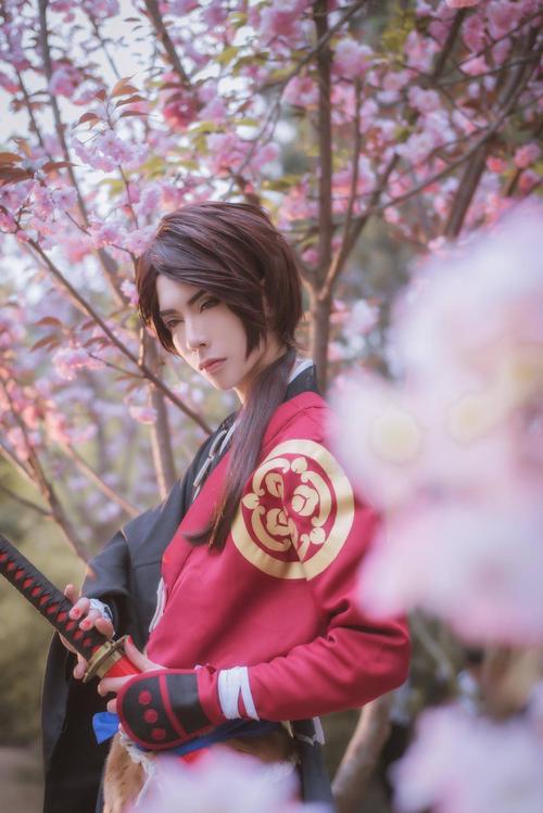 刀剑乱舞加州清光cosplay,果然樱花和武士刀也是一种浪漫
