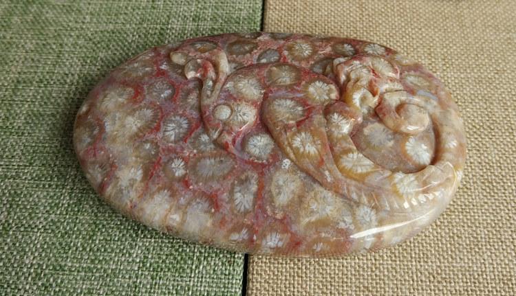 天然珊瑚玉 珊瑚化石 珊瑚玉平安扣 珊瑚玉吊坠 圆珠 一图一物_7折