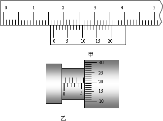 读出下面图中游标卡尺与螺旋测微器的读数,游标卡尺读数为________cm
