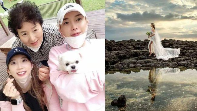 韩流天团super junior利特姐姐晒婚纱照 尽显好身材