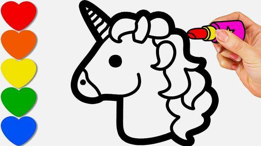 简笔画画可爱的独角兽并涂色太好玩了儿童手工绘画教程