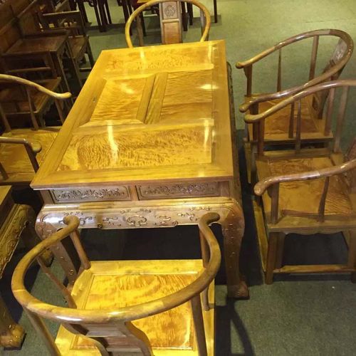 金丝楠木全大叶桢楠满水波泡茶桌七件套