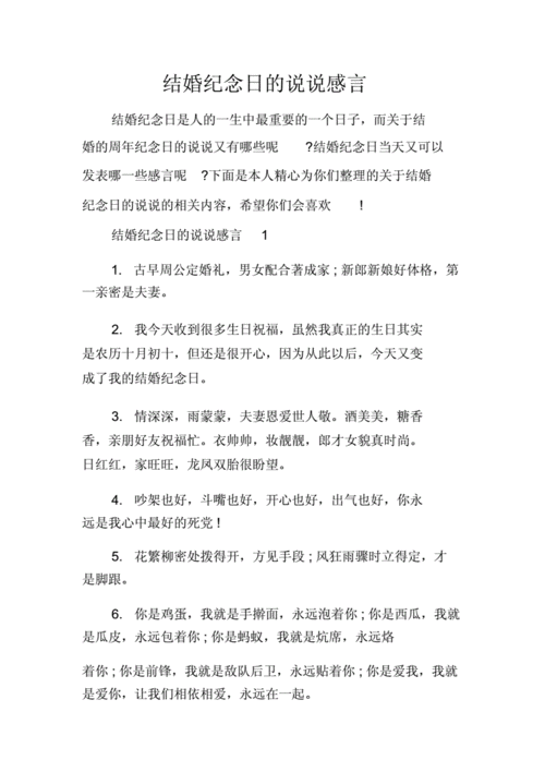 结婚纪念日的说说感言docx8页
