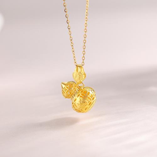 萃华金店足金镂空吊坠黄金金葫芦项链坠子女友颈饰