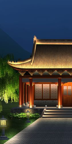 一个小庙夜景亮化图